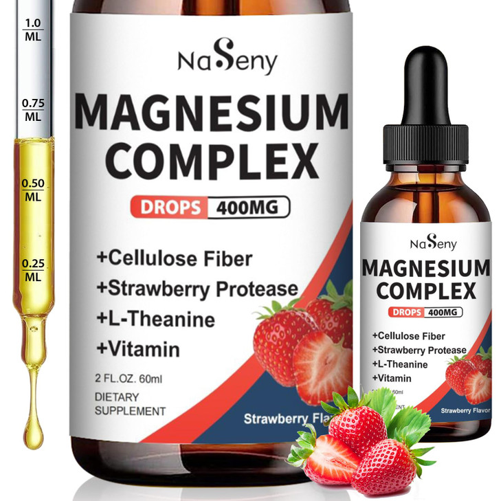 NaSeny Magnesium Glycinate Liquid 400mg, High Absorption Magnesium Complex supplemen with Vitamin B6, D, C to Support Sleep, Muscle, Nerve Health, No