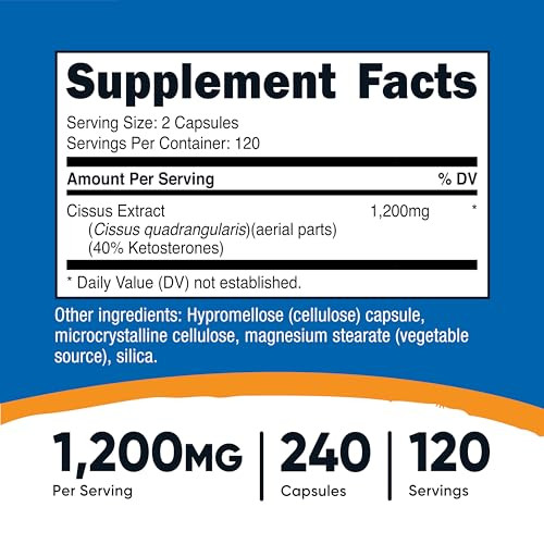 Nutricost Cissus Quadrangularis (1200mg) 240 Capsules - 120 Servings, Gluten Free, Non-GMO, and Vegetarian Friendly