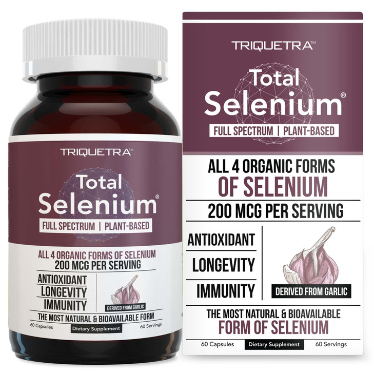 Total Selenium - 200 mcg, Plant-Based Selenium - Full Spectrum, Contains 4 Essential Organic Forms of Selenium Including Selenomethionine - Derived f