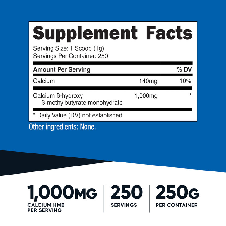 Nutricost HMB Powder (Beta-Hydroxy Beta-Methylbutyrate) 250 Grams - Gluten Free & Non-GMO