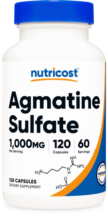 Nutricost Agmatine Sulfate 1000mg, 120 Capsules - Gluten Free, Non GMO, 500mg Per Capsule