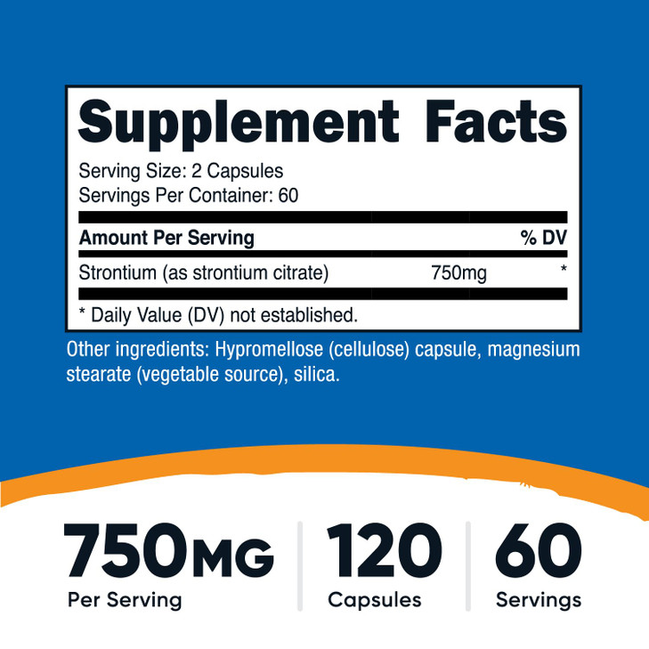 Nutricost Strontium Capsules 750mg, 120 Capsules - Vegetarian, Non-GMO, Gluten Free