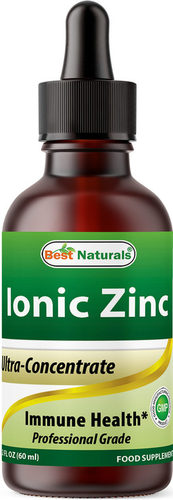 Best Naturals Ionic Liquid Zinc - Immune Support - High Bioavailability - Glass Bottles 2 OZ (60ml)
