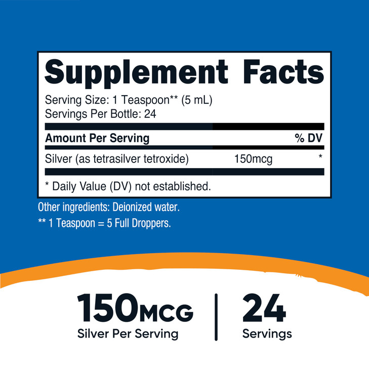 Nutricost Colloidal Silver 4oz - Cobalt Blue Glass Bottles, Bio-Active Colloidal Silver