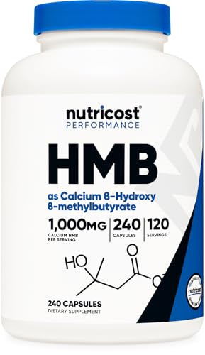 Nutricost HMB (Beta-Hydroxy Beta-Methylbutyrate) 1000mg (240 Capsules) - 500mg Per Capsule, 120 Servings - Gluten Free and Non-GMO