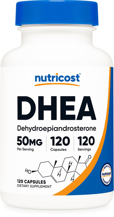 Nutricost DHEA 50mg, 120 Capsules - Gluten Free, Soy Free, Non-GMO, Supplement