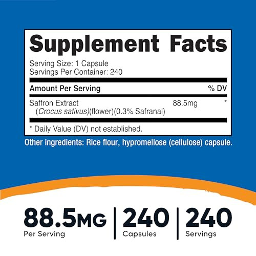 Nutricost Saffron Extract 88.5mg, 240 Capsules - Veggie Caps, Non-GMO, Gluten Free