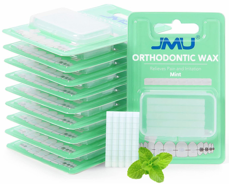 JMU Orthodontic Wax for Braces - Mint Flavor (50 Pre-Cut Dots), Dental Wax for Braces, Easy Application for Adults & Teens