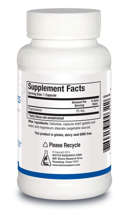 Biotics Research Pregnenolone 25-25 mg Pregnenolone Support, Memory & Hormone Balance, Hormone Precursor or Parent Hormone. 90 Capsules