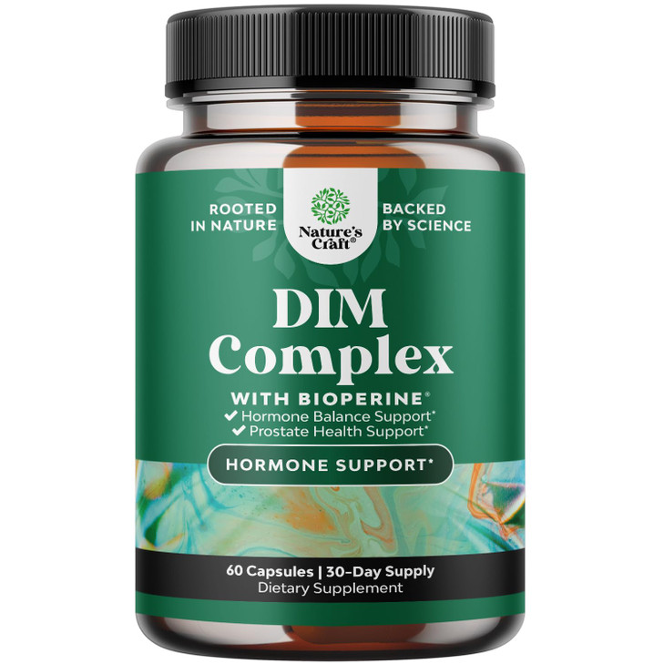 Pure DIM Supplement for Men with Bioperine - DIM Estrogen Blocker for Men for Hormone Balance & Prostate Health - Diindolylmethane Testosterone Compl