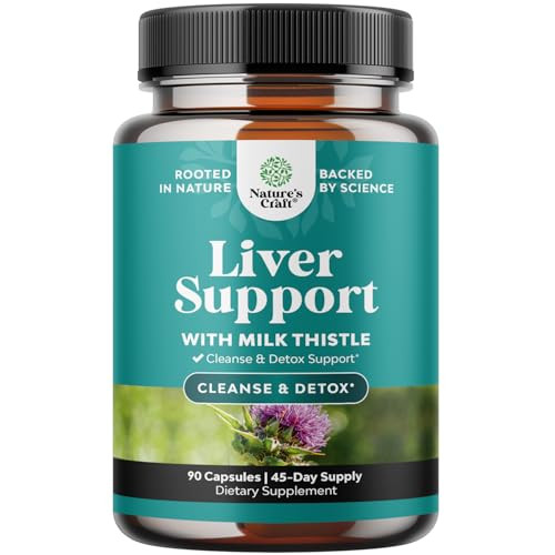 Natures Craft Liver Cleanse Detox & Repair 90 Capsules - Herbal Liver Support Milk Thistle Supplement - Silymarin Milk Thistle Supplements with Dande