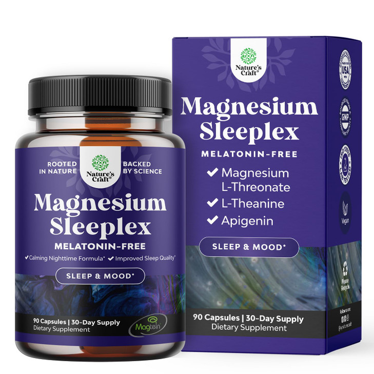 High Absorption Magnesium Sleep Supplement - Rest Support Magtein Magnesium L-Threonate and Apigenin Theanine for Sleep and Rest for Women & Men - Mg