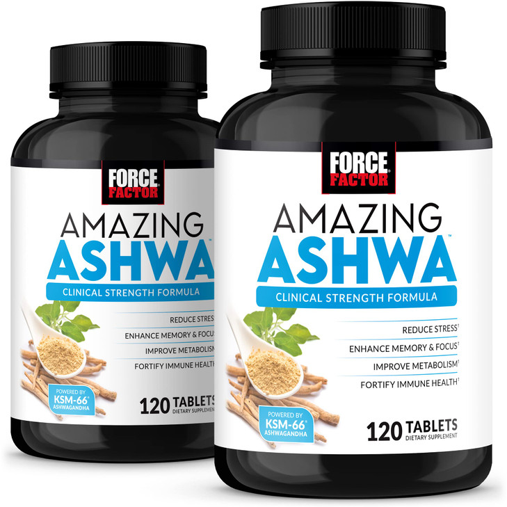 Force Factor Amazing Ashwa, KSM-66 Ashwagandha Supplement for Stress Relief, Focus, Memory, Immune Support, With Vitamins, Minerals & Antioxidants, C