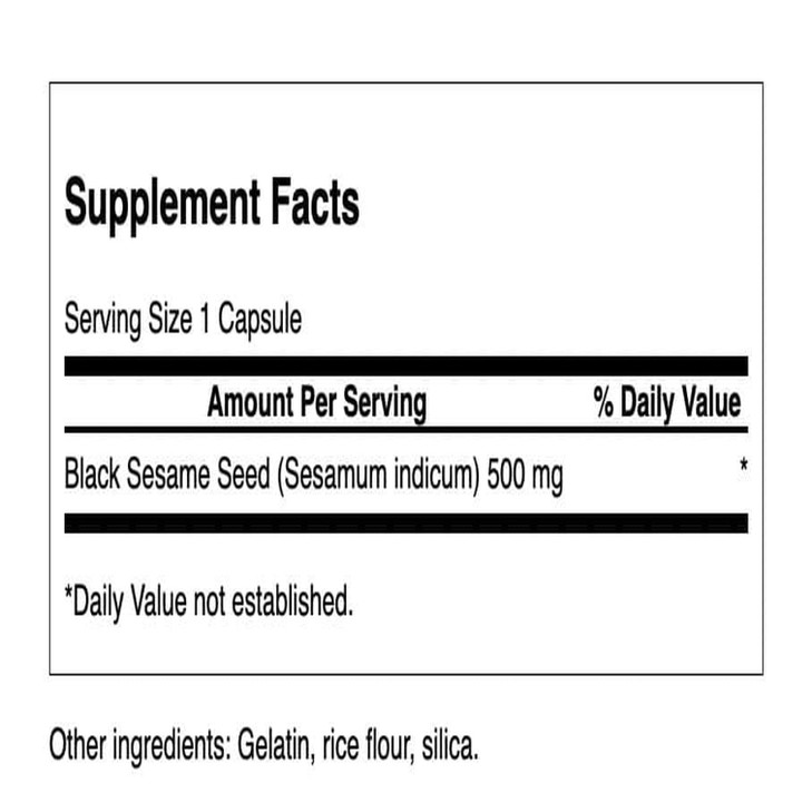 Swanson Full Spectrum Black Sesame Seed 500 Milligrams 60 Capsules