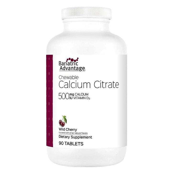 Bariatric Advantage Calcium Citrate Chewable 500 mg - for Bariatric Surgery Patients - High-Potency, Easy-Digest Tablets - Calcium Citrate - Bone Str