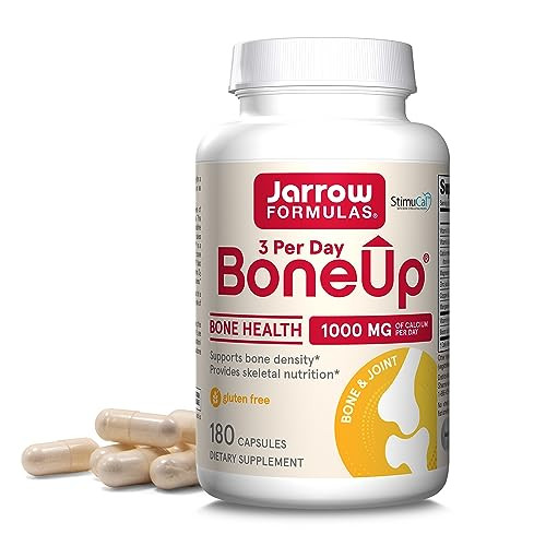 Jarrow Formulas BoneUp Three Per Day for Bone Density and Skeletal Nutrition, Includes Vitamin D3, K2 (as MK-7) and Calcium, 180 Capsules, 60 Day Sup