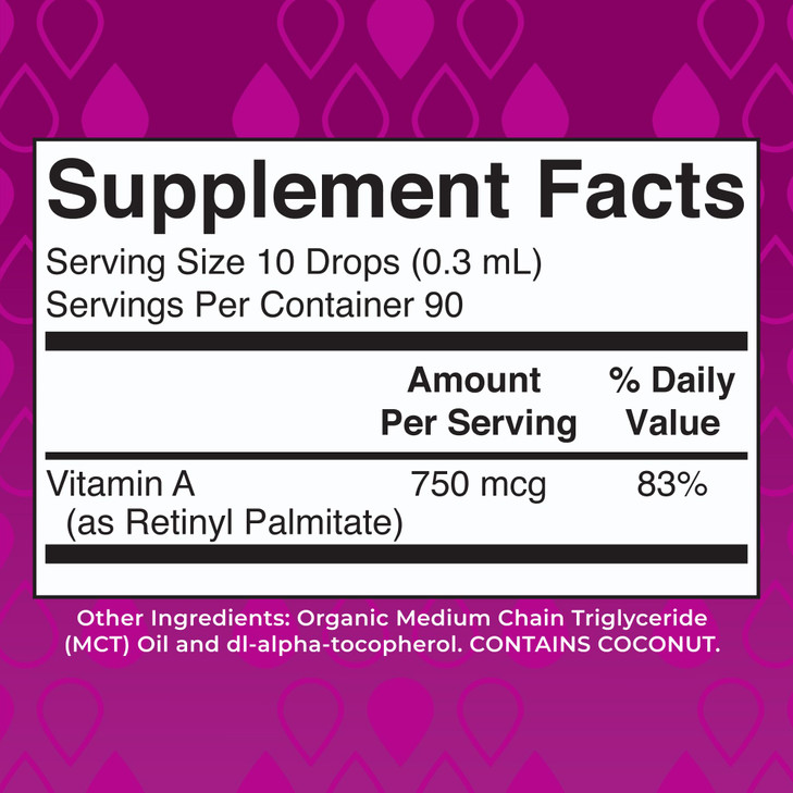 MaryRuth Organics USDA Organic Vitamin A Liquid Drops | 3 Month Supply | Bone Health for Ages 14+ | Essential Vitamin | 750mcg per Serving | Sugar Fr