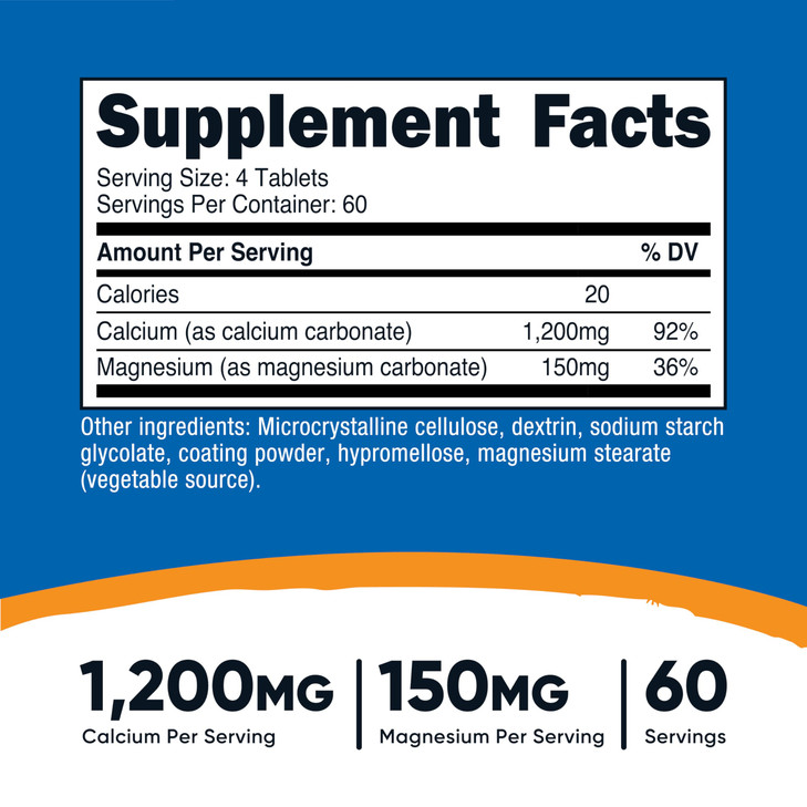 Nutricost Calcium & Magnesium Carbonate 240 Tablets, 1200mg of Ca & 150mg of Mg per Serving, 60 Servings- Gluten Free, Non-GMO