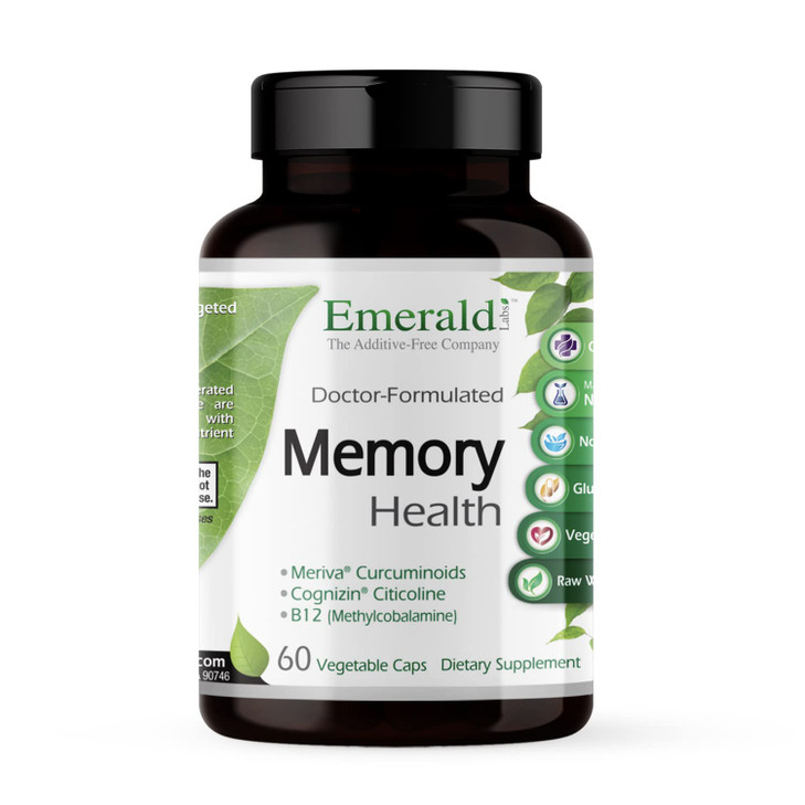 EMERALD LABS Memory Health - Brain Health & Memory Supplement - Supports Energy & Focus - Features Meriva Turmeric, Vitamin B12 & More - 60 Vegetable