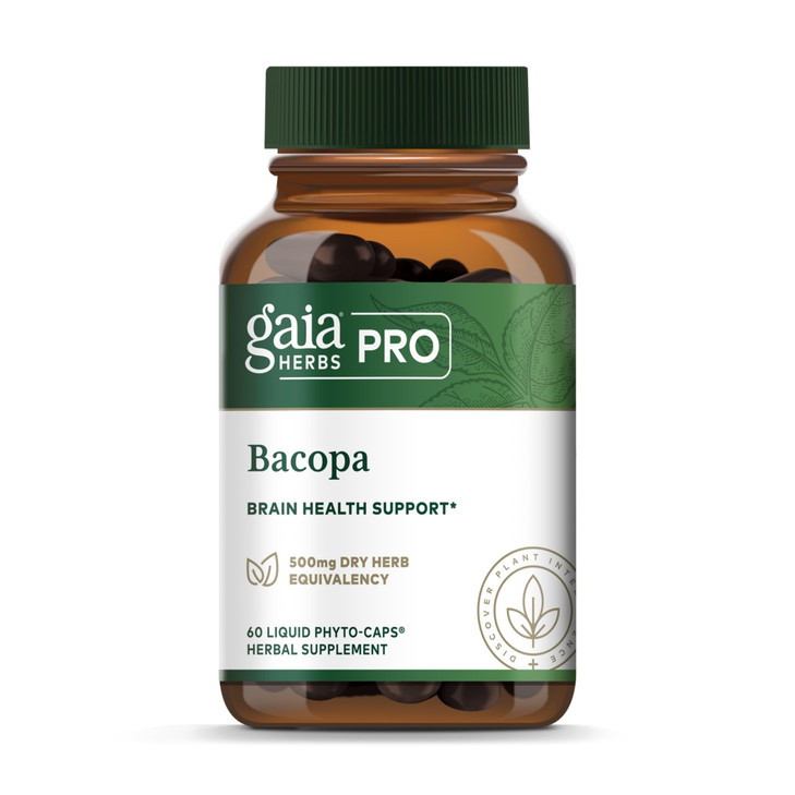 GAIA HERBS PRO Bacopa - Brain Health & Nootropic Support - 60 Liquid Phyto-Caps (30 Servings)