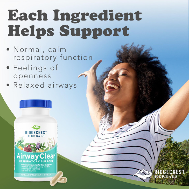 Ridgecrest Herbals AirwayClear, Lung Health and Breathing Support Supplements with Schisandra Fruit, Cassia Bark and Ginger Root, Sinus, Mucus Suppor