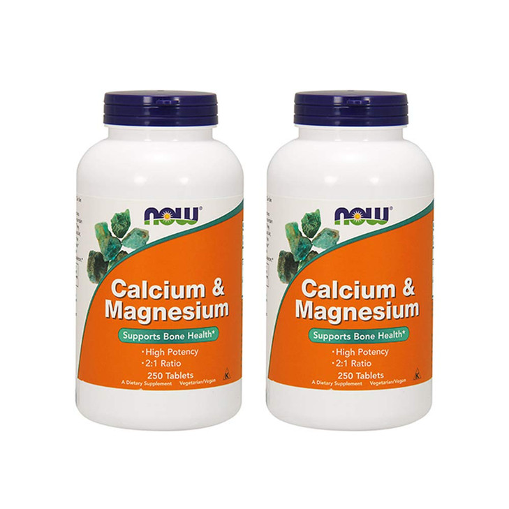 Now Foods Calcium & Magnesium, 250 Tablets (Pack of 2)