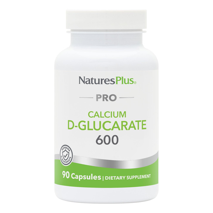 NaturesPlus PRO Calcium D-Glucarate (CDG) 600 mg - 90 Capsules - Non-GMO, Vegan, Gluten Free, Soy Free - 90 Servings