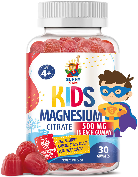 Sugar-Free Magnesium Gummies for Kids & Teens - 500mg Calm Magnesium Citrate - Chewable Magnesium Gummy Supplement for Sleep, Mood & Muscle Support -