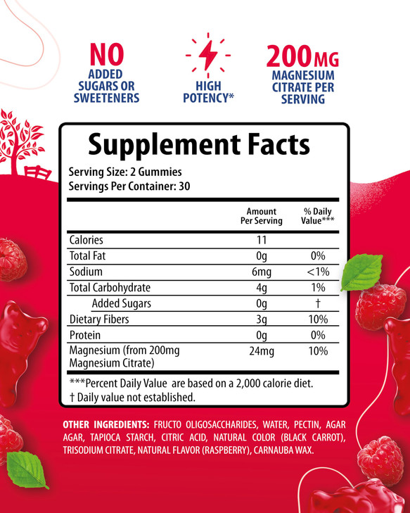 Magnesium Gummies for Kids & Adults - 200mg - Calm Magnesium Chews - Magnesium Citrate Chewable Supplement for Mood & Muscle Support
