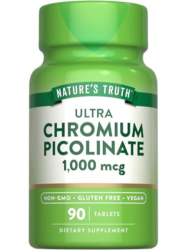 Nature's Truth Ultra Chromium Picolinate 1000mcg | 90 Tablets | Vegan, Non-GMO & Gluten Free Supplement