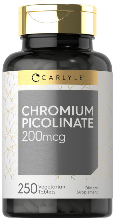 Carlyle Chromium Picolinate 200mcg | 250 Vegetarian Tablets | High Absorption | Non-GMO, Gluten Free Supplement