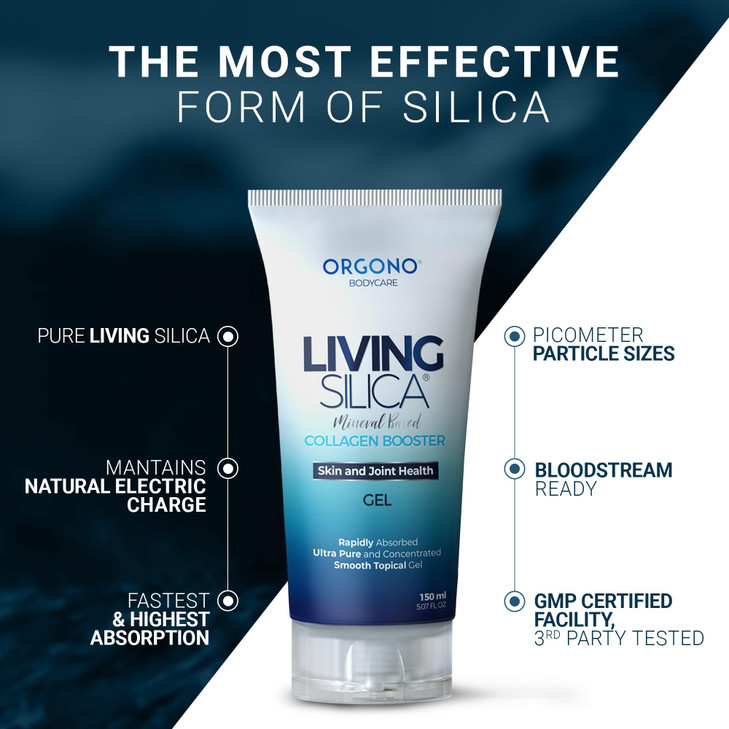 Orgono Living Silica Mineral-Based Collagen Booster Gel | Topical Use & Dermal Absorption | Clinically Proven | Supports Skin & Joint Health | Promot