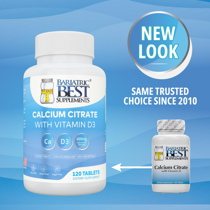 Bariatric Calcium Citrate with Vitamin D3-600mg Calcium per Serving, 120 Tablets, Essential for Post-Bariatric Surgery, Formulated per ASMBS Guidelin