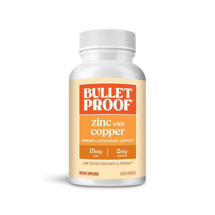 Bulletproof Zinc with Copper Capsules, 60 Count, Minerals and Antioxidant Supplement for Immunity and Mood