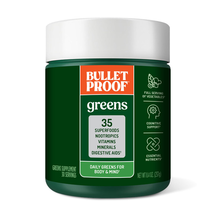 Bulletproof Greens, 8.4 Ounces, Daily Greens Powder with Superfoods and Nootropics, Full Serving of Vegetables, Essential Nutrients