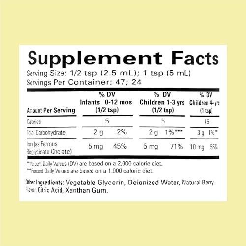 CHILDLIFE ESSENTIALS Liquid Iron for Kids - Iron Supplement Drops for Toddler & Baby, Gluten Free - Natural Berry, 4 Fl Oz