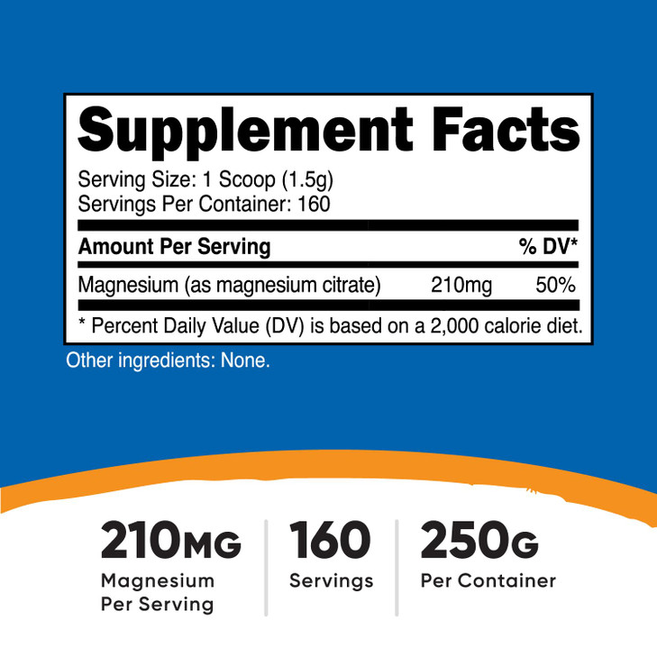 Nutricost Magnesium Citrate Powder (Unflavored, 250 Gram)