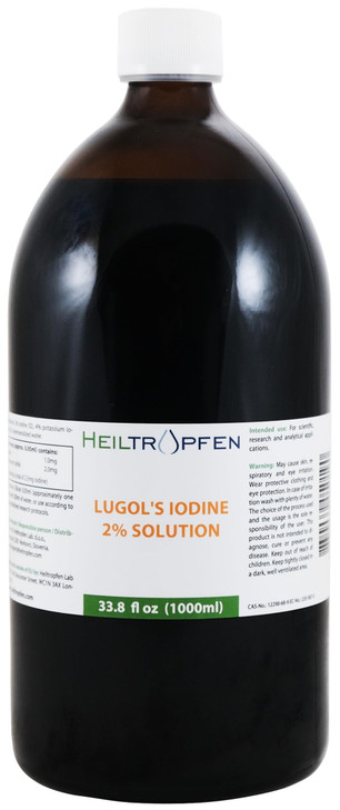 2% Lugols Iodine Solution | 33.8 Fl Oz - 1000 ml | Third-Party Tested | Pharma Grade Ingredients | Made with 2 Percent Iodine and 4% Potassium Iodide