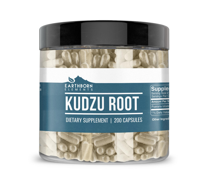 Earthborn Elements Kudzu Root 200 Capsules, Pure & Undiluted, No Additives