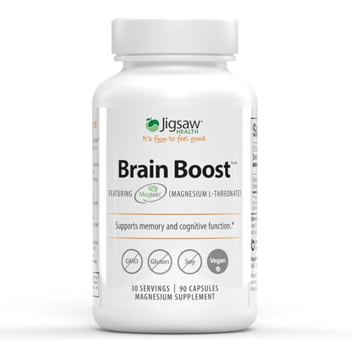 Jigsaw Health Brain Boost | Supports Memory and Cognitive Function | Magnesium L-Threonate | 90 Capsules | 30 Servings