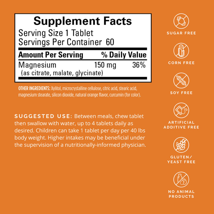 BRAINMD Dr Amen Magnesium Chewables, Citrus - 60 Chewable Tablets - Essential Mineral for Optimal Cell Function - Supports Memory & Focus - Gluten Fr