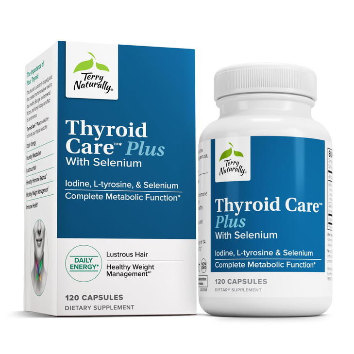 Terry Naturally Thyroid Care Plus - Supplement to Aid Thyroid - Dietary Supplement for Energy & Healthy Hair Support - Supplement with L-Tyrosine & S