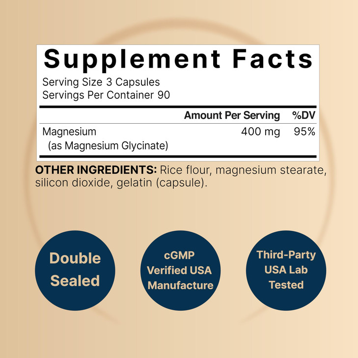 NatureBell Magnesium Glycinate 400mg Elemental, 270 Capsules | 100% Chelated for High Absorption | Supports Muscle, Bone & Heart Health | Non-GMO, Gl