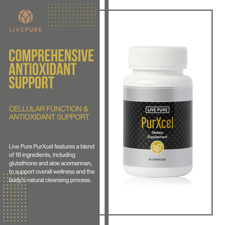 PURE PurXcel Antioxidant Supplement | 30 Capsules | Potent Antioxidant Blend with Glutathione & Superoxide Dismutase | Supports Skin, Joints & Natura