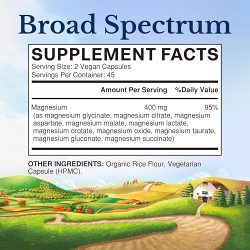 Vitalitown 10 in 1 Magnesium Complex Supplement - 400mg Elemental Magnesium Chelated with Glycinate, Citrate, Malate, Taurate & More - for Sleep Hear