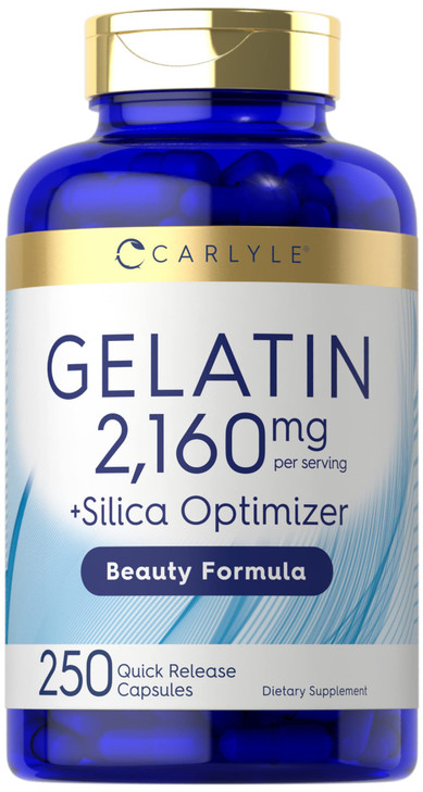 Carlyle Gelatin Capsules | 2160 mg | 250 Pills | with Silica Optimizer | Non-GMO, and Gluten Free Supplement