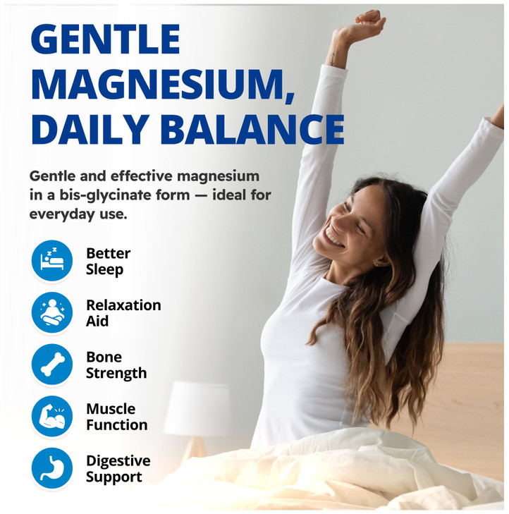 CanPrev Magnesium Bis-Glycinate Gentle 200mg, 120 V-Caps 120-Day Supply - Pure Elemental Magnesium Supplement, Supports Bone and Muscle Function, Gen