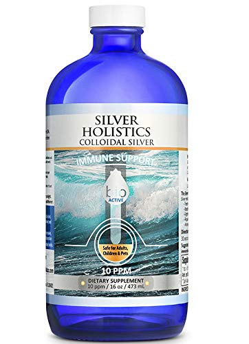 SILVER HOLISTICS Colloidal Silver Liquid 10PPM - Colloidal Silver Bottle with Measuring Cups - Silver Holistics Liquid for Children, Adults, & Pets -