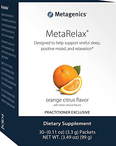 Metagenics MetaRelax Magnesium Powder Blend to Help Promote Restful Sleep, Positive Mood, and Relaxation - Orange Citrus Flavor, 30 Servings
