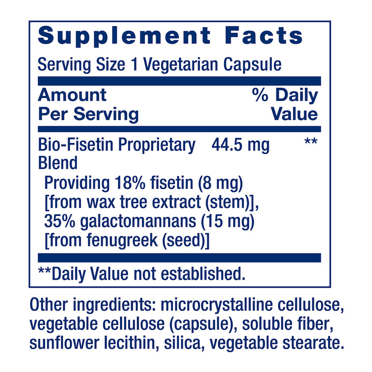 Life Extension Bio-Fisetin, Fisetin, galactomannans from Fenugreek Seed, Cellular Health, Cognitive Health, Longevity, Gluten-Free, Vegetarian, Non-G